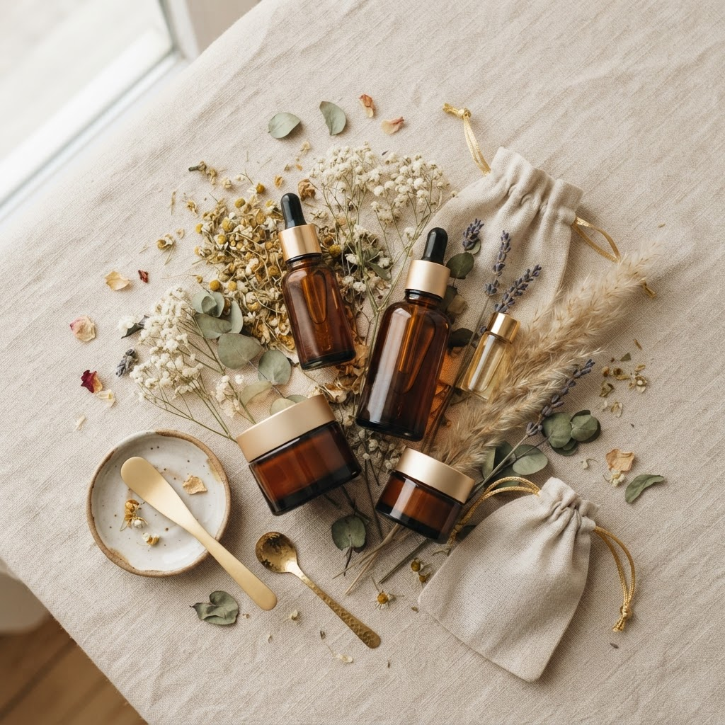 Composição elegante de produtos de cosméticos premium da ADLUX